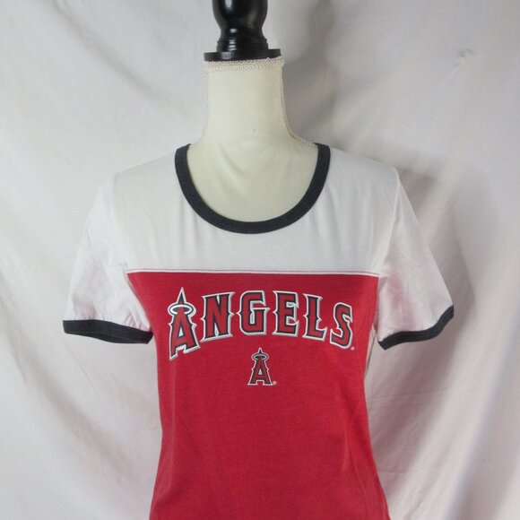 MLB LA Angels Baseball Short Sleeve  Ringer Tee Shirt Women's Red Size Small NWT - Picture 3 of 8